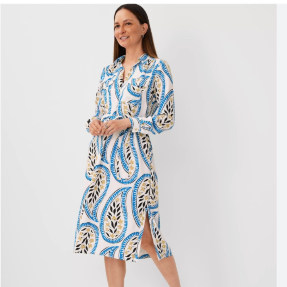 Ann Taylor Paisley Midi Pocket Shirtdress